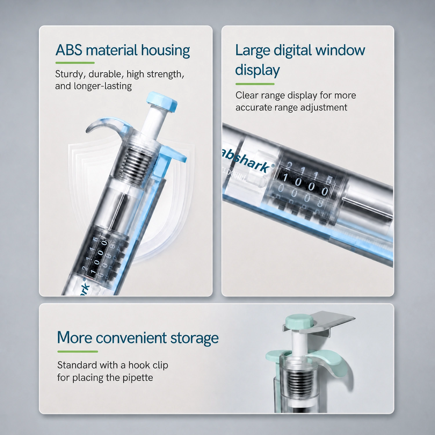 Clear digital window display showing set volume on Labshark lab pipette.webp