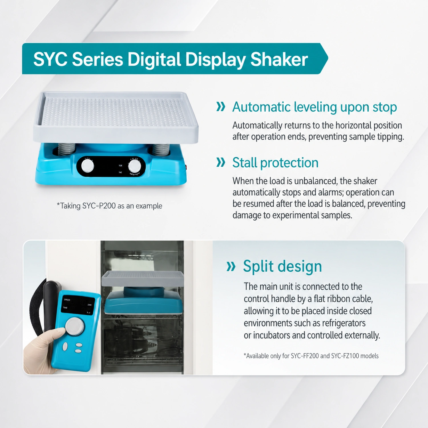 SYC series digital display shaker with automatic leveling stall protection and split design.webp