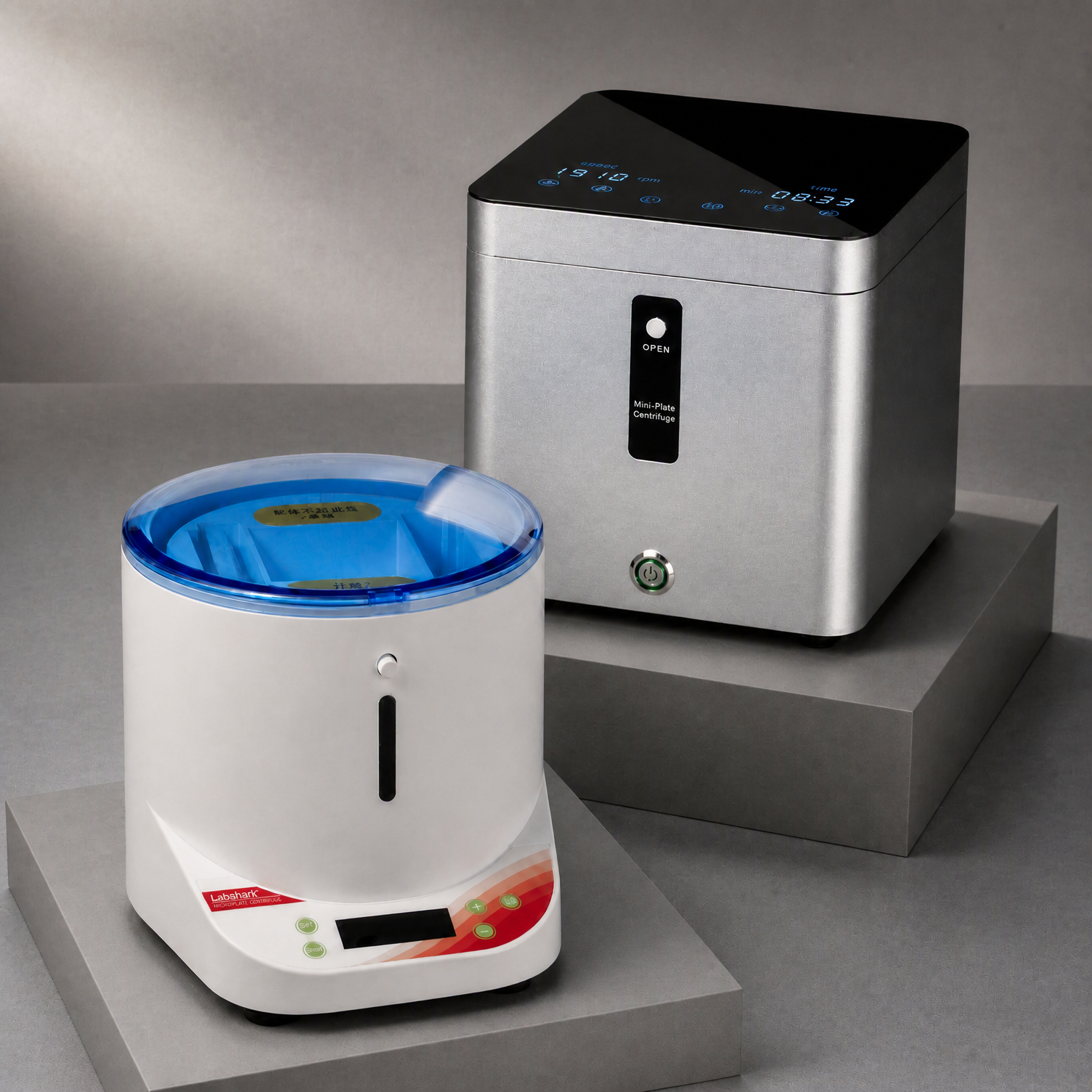 Labshark microplate centrifuge with transparent lid and digital display for 96 well plates.png