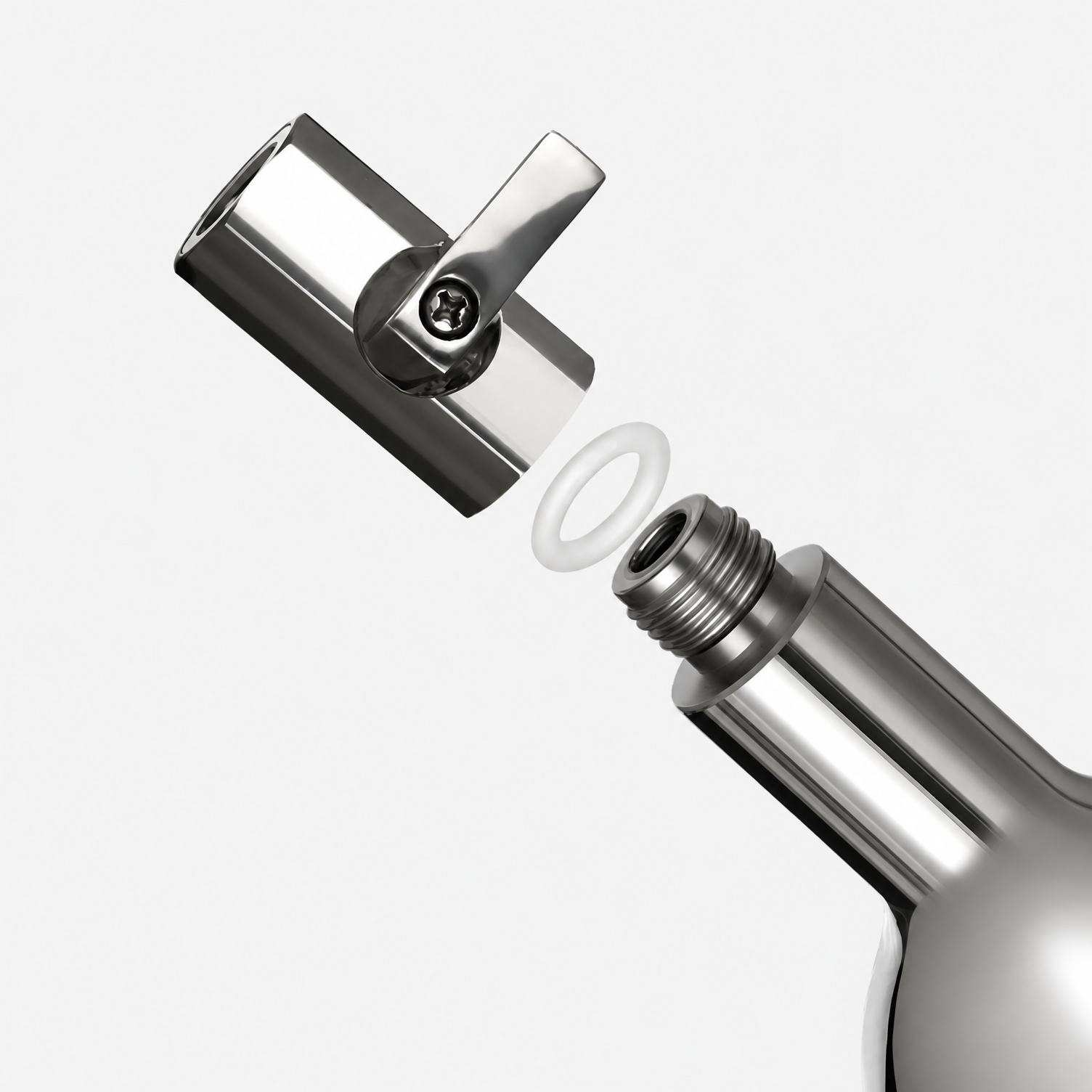 Threaded screw-port and independent valve design on 316L stainless steel multi-filter manifold.png