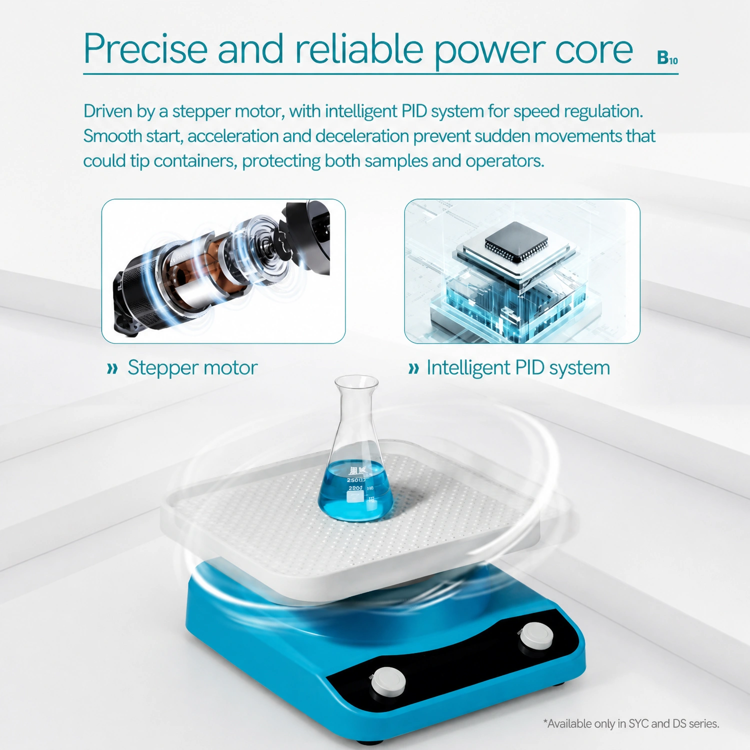 Precise and reliable power core with stepper motor and intelligent PID system on laboratory shaker.webp