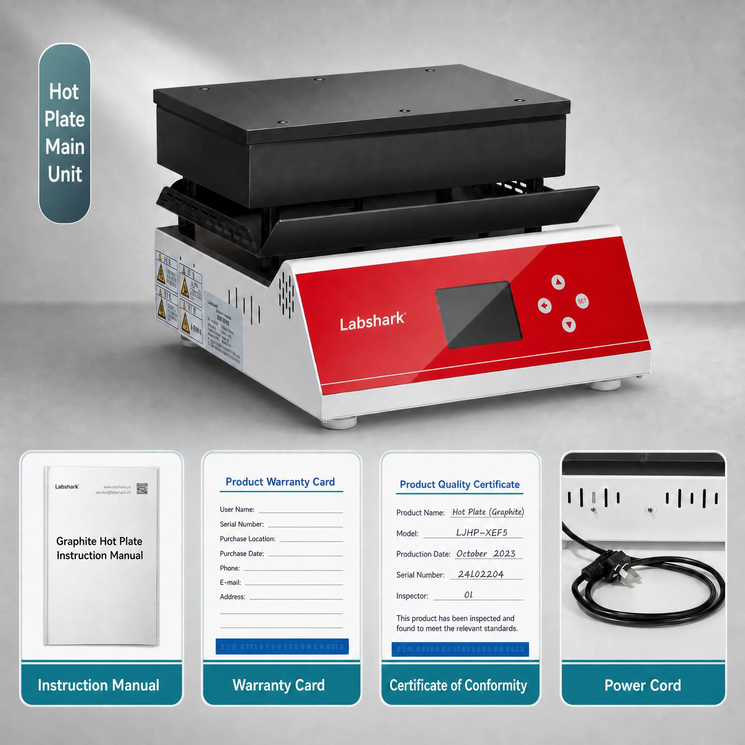 Packing list and accessories of Labshark hot plate laboratory equipment.png