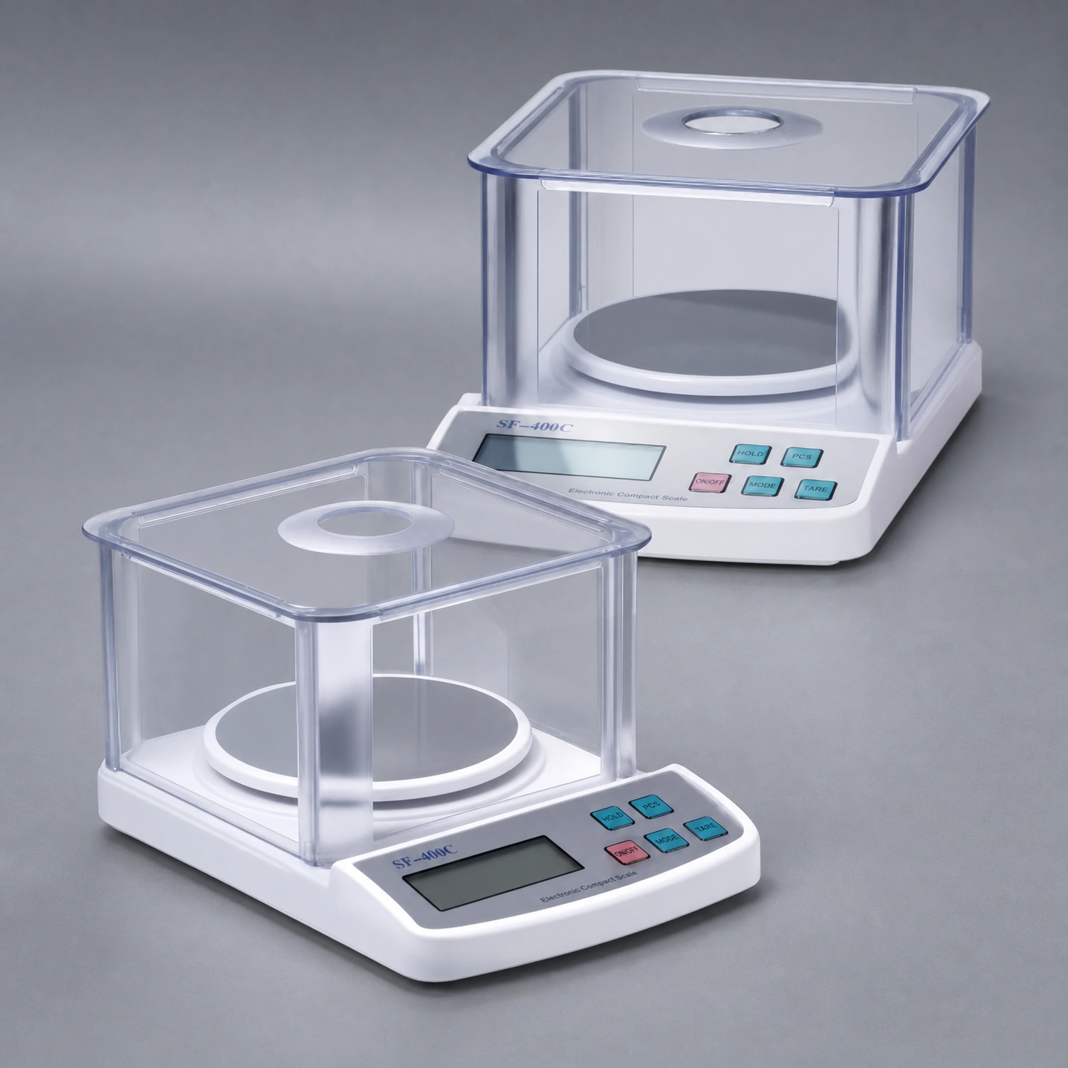 Labshark electronic balance with draft shield and LED display for laboratory weighing.webp