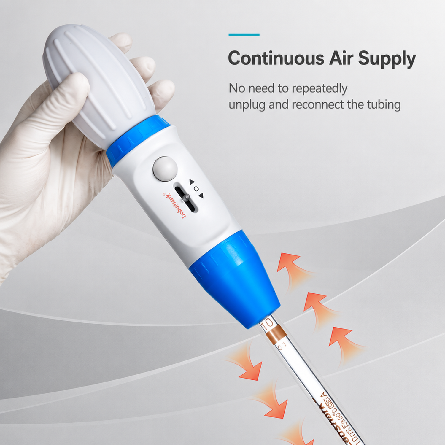 Continuous aspiration and fast dispensing mechanism on Labshark pipette aid.webp