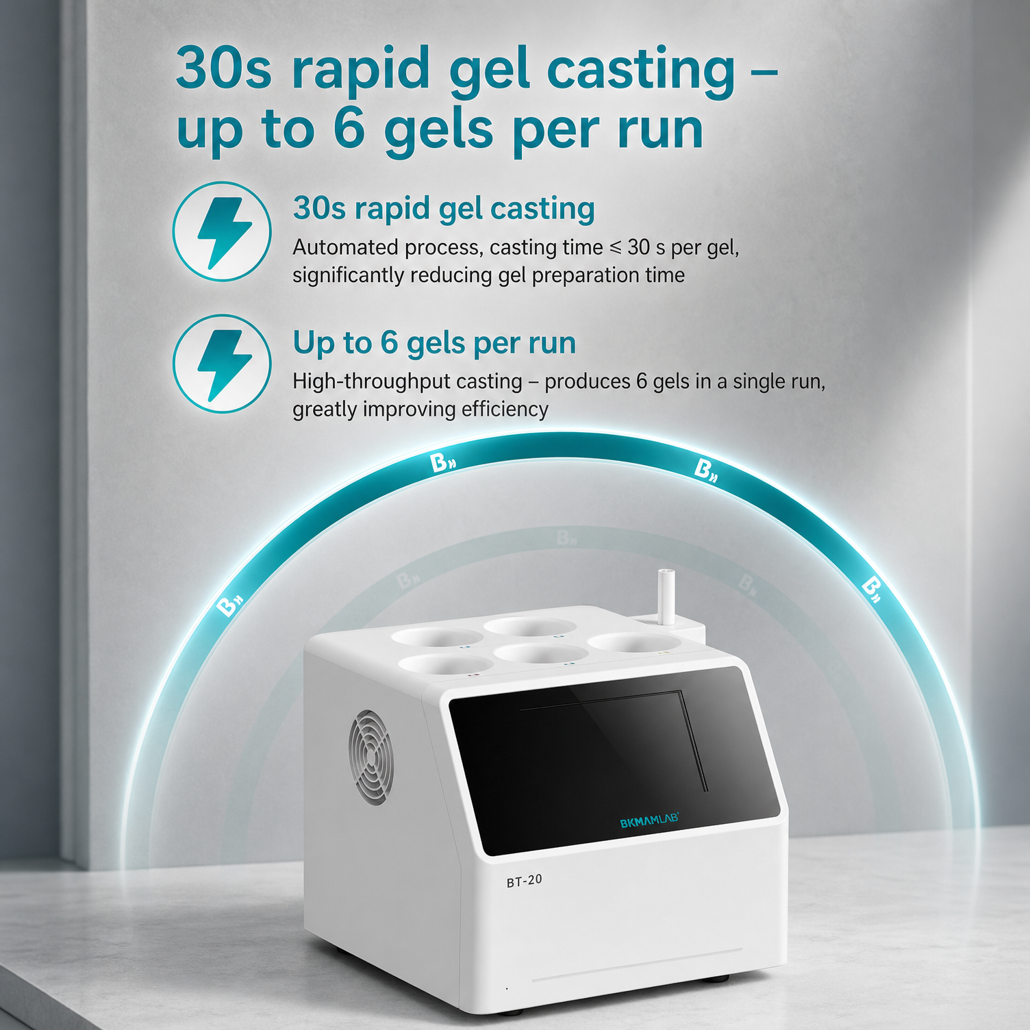 30s rapid gel casting up to 6 gels per run on BKMAMLAB automatic gel caster