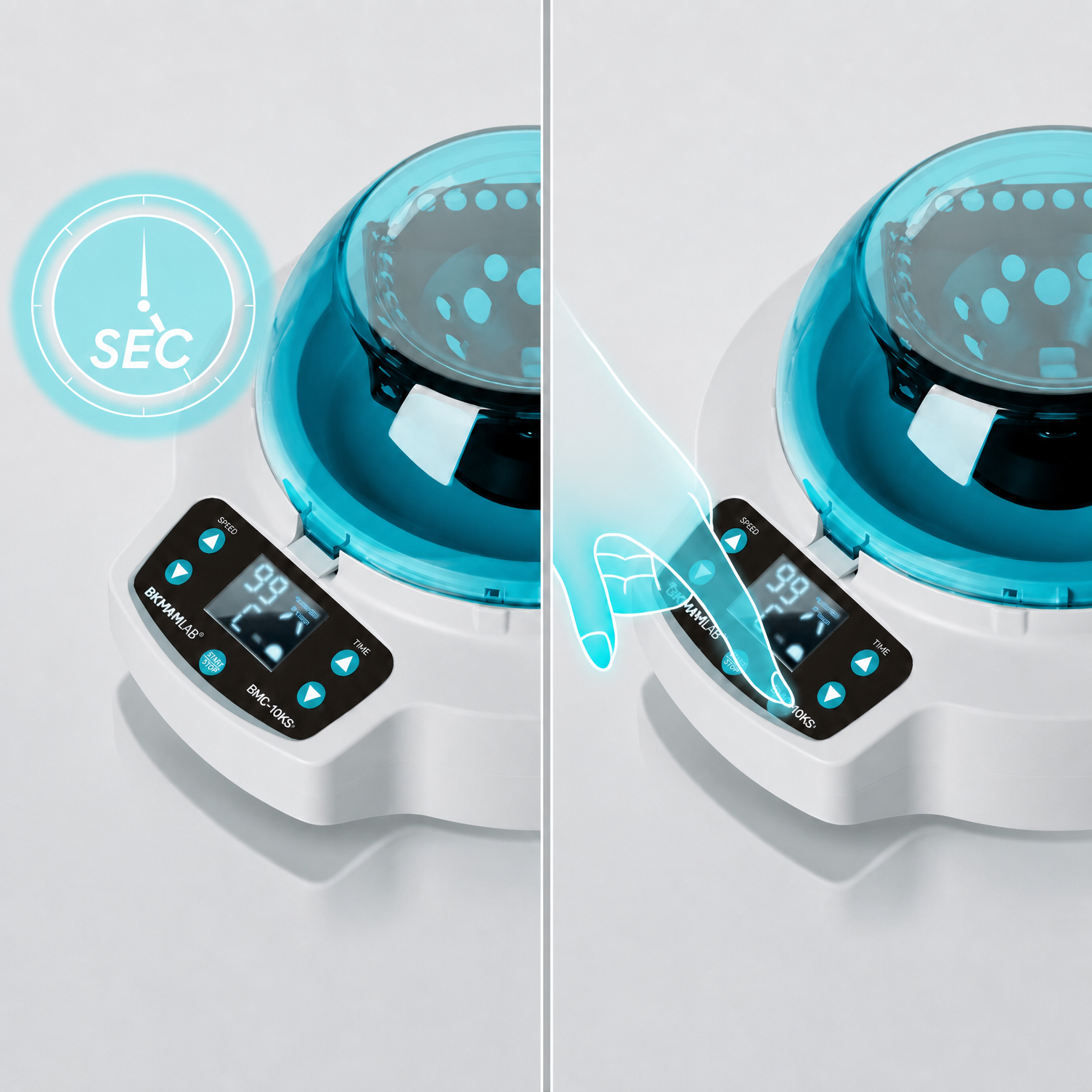 Continuous and jog dual operation mode control panel on BKMAMLAB small centrifuge.png