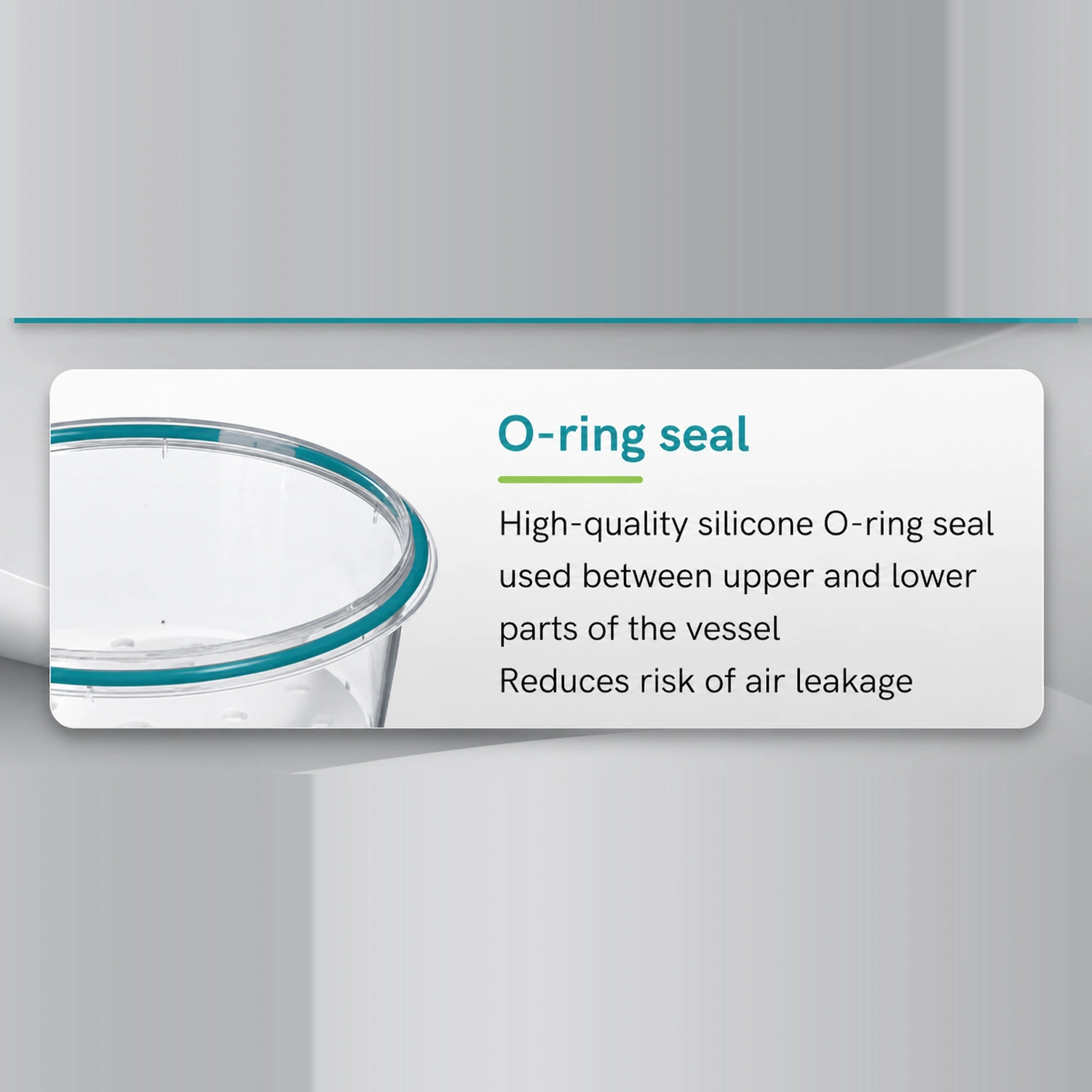 Grease-free silicone rubber O-ring sealing system on Labshark vacuum desiccator.webp
