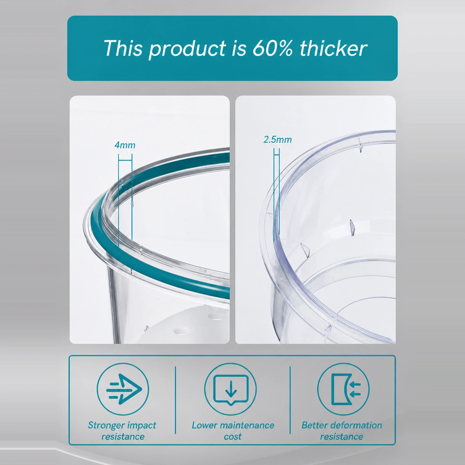 Imported polycarbonate material with 4mm thickened wall and rib reinforcement on Labshark plastic vacuum desiccator.webp
