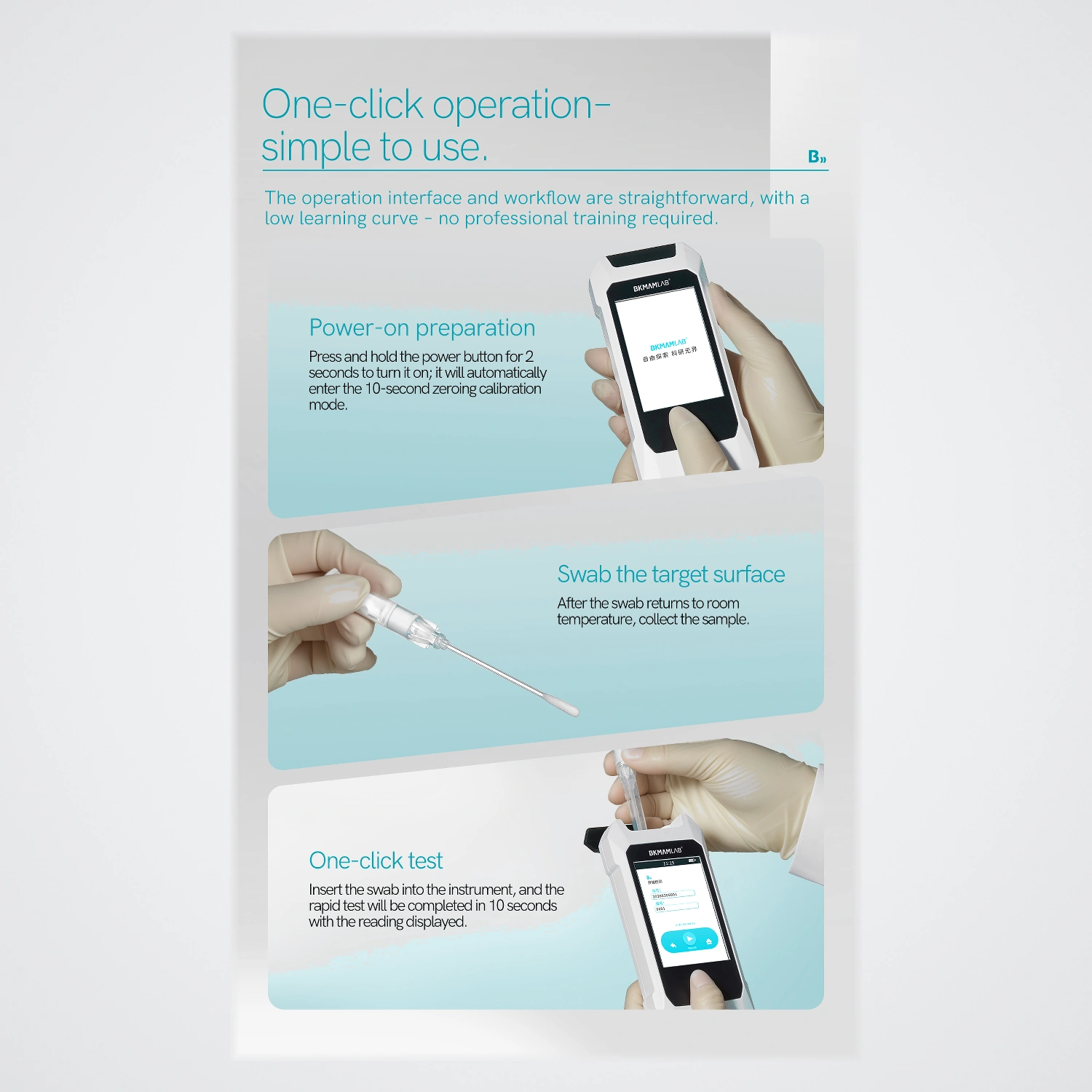 One-click operation simple to use on BKMAMLAB ATP test meter.webp