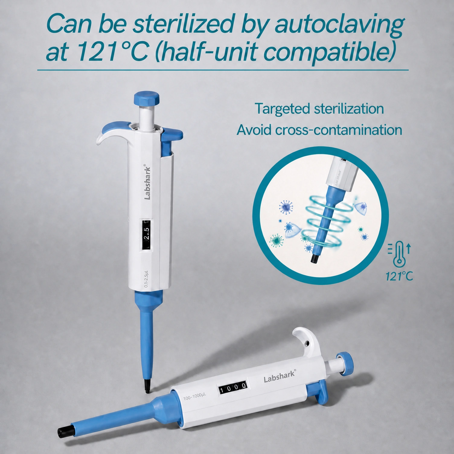 Full-unit autoclaving at 121&deg;C for reusable lab pipette sterilization.webp