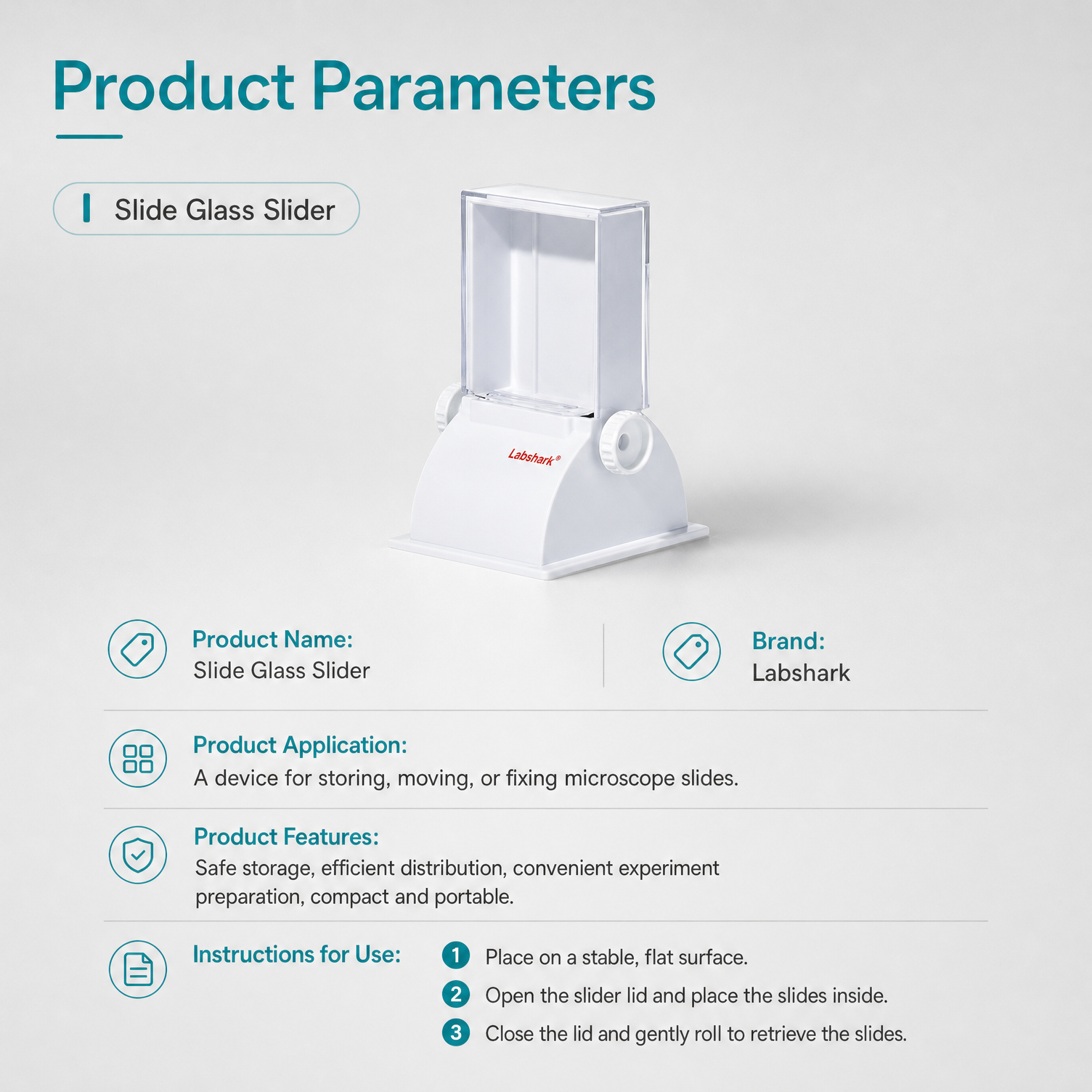 Slide glass slider product parameters including application features and instructions for use.png