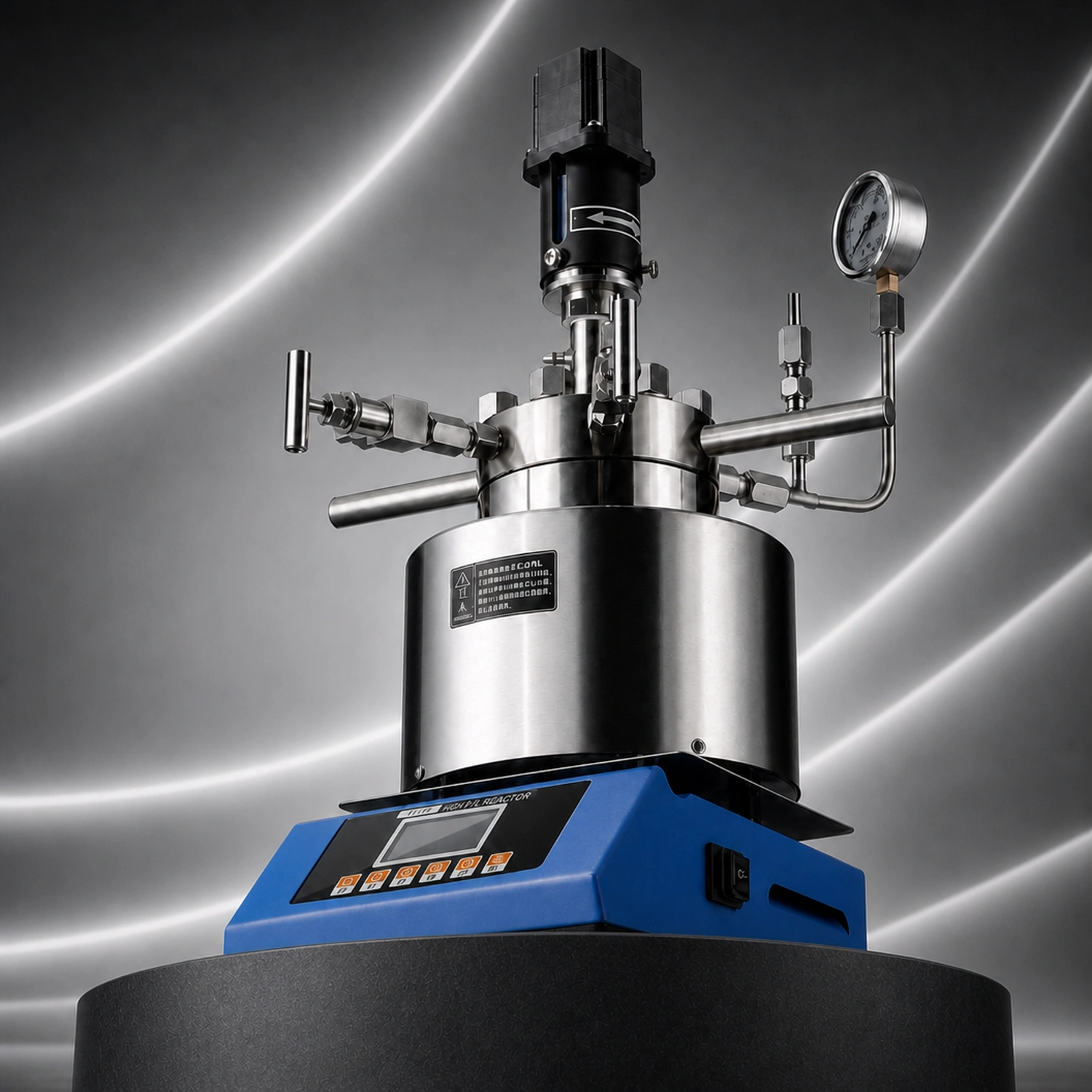 Labshark high pressure reactor with pressure gauge and LCD display for lab scale reactions.webp