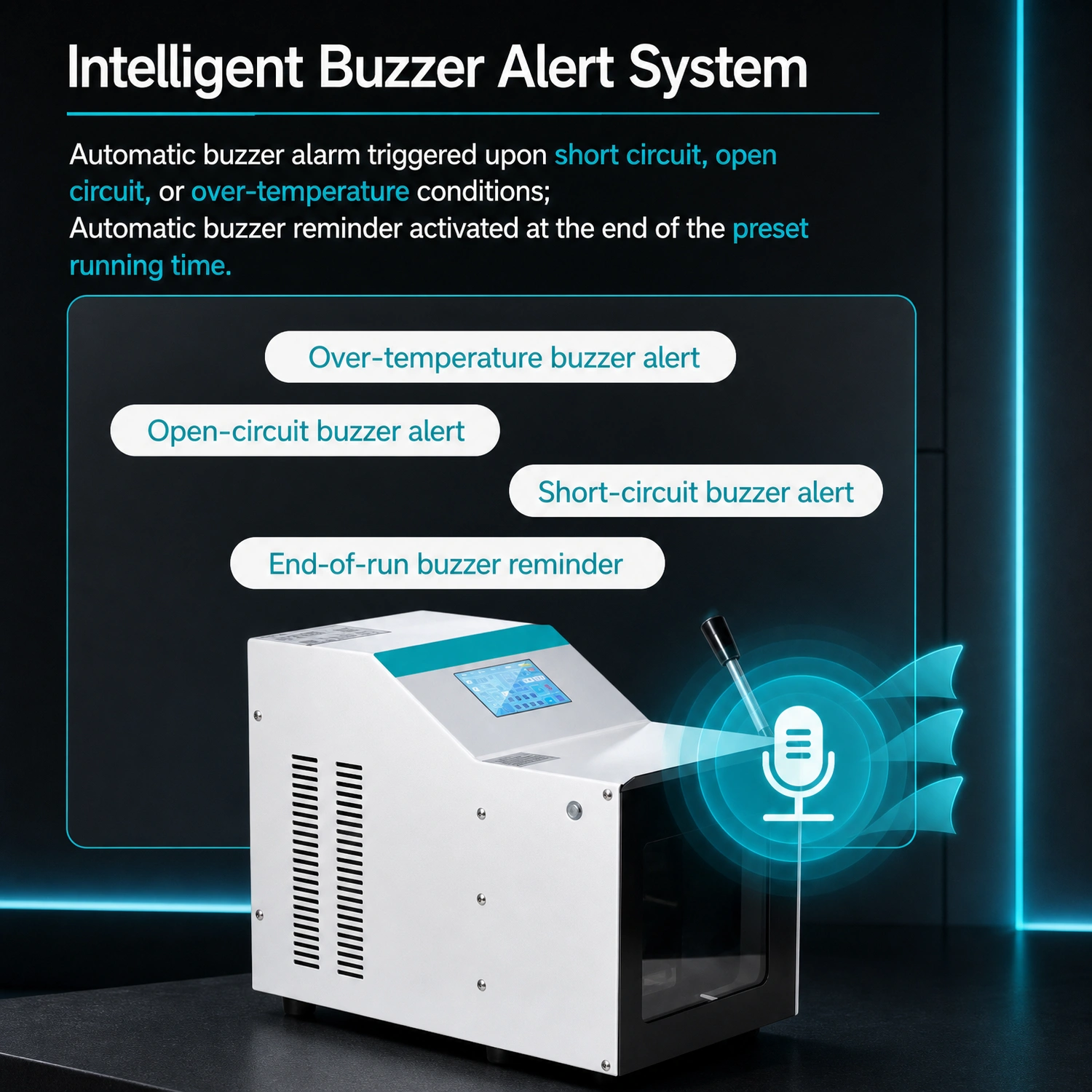 Intelligent buzzer alert system on Labshark paddle homogenizer.webp